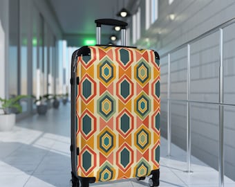 車輪付きキャリーオンスーツケース、タータンチェック柄、名入れ
