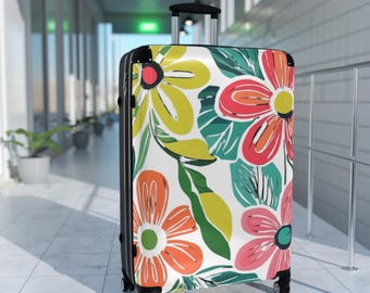 Bright Bold Floral Carry-On Suitcase | Flower Pattern Luggage