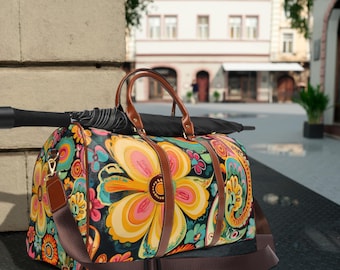 Waterproof Travel Bag: Boho Floral Carry-All, Gym or Weekend Bag