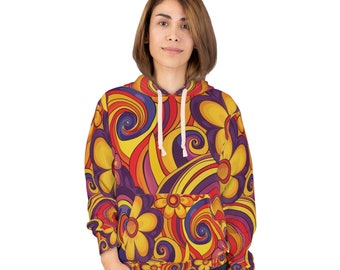 Hoodie | Unisex Pullover Hoodie | Warm Sweatshirt | Cute Floral Pullover Hoodie | Groovy Design | Unique Design | Custom Hoodie