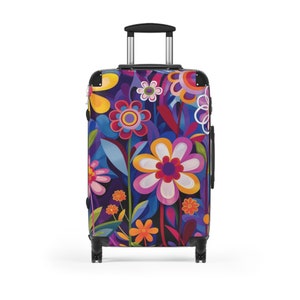 Valigia con ruote a fantasia floreale / Valigia da cabina in policarbonato immagine 4
