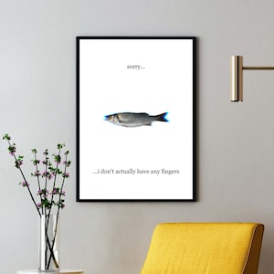 Fish Don&#39;t Have Fingers Print, Printable Wall Art, Vegan Poster, Vegan Wall Art, Vegan Wall Decor, Vegan Art, Animal Rights