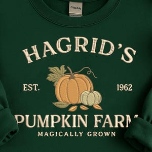 EMBROIDERED Hagrid&#39;s Pumpkin Patch Fall Halloween Sweatshirt, Embroidered Hagdrid&#39;s Pumpkin Farm Shirt, Pumpkin Thanksgiving Sweatshirt