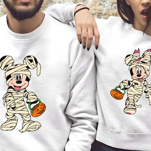 Funny MK and MN Mouse Halloween Couple Spooky Season Vintage Style Shirts Shirt, Mickey Mouse Halloween Shirt, Spooky Season Cute Fall Shirt
