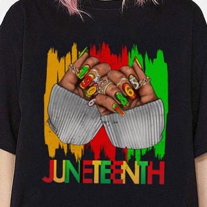 Juneteenth Women&#39;s Black Hands PNG Sublimation Design - Afro Woman Nail Art Download, sublimation design download, Juneteenth png