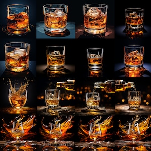 Artistic Whisky Glasses For Print | Bourbon Glass On The Rocks | Whiskey Wall Art Decor
