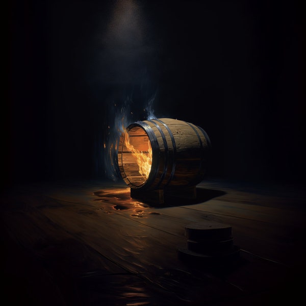 Whisky Barrel Oil On Canvas Print | Digital Download Version