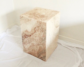 Travertine Plinth - Side Table, Plant Stand (15x15x23)