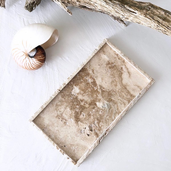 Travertine Marble Modern Jewelry Catch All Tray