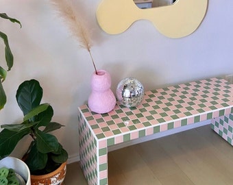 Checkered Tile Coffee Table - Custom Tiled Table