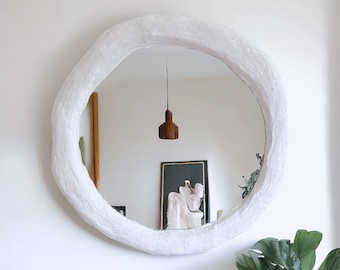 Round Abstract Plaster Mirror