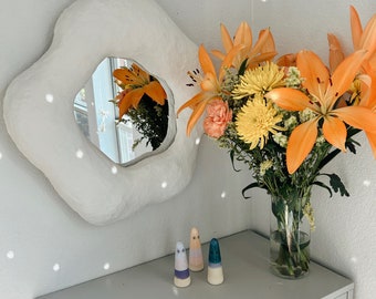 Miroir en plâtre avec fleurs bio
