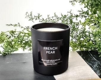 Soy Wax Candle  - French Pear - Matte Black Jar - 10 oz - Purpose Driven - Causeworthy Candles