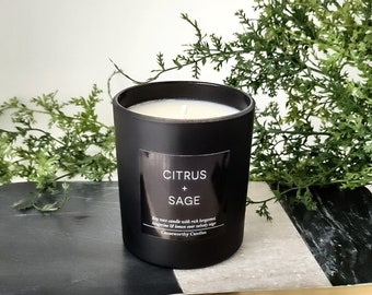 CITRUS + SAGE Soy Candle - 100% Pure Soy - Glass Jars - Purpose Driven - Sustainable - Causeworthy Candles - Clean - Eco-Friendly - Black