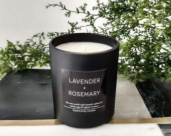 Lavender + Rosemary Soy Candle - 100% Pure Soy - Glass Jars - Purpose Driven - High Quality - Causeworthy Candles - Clean - Eco - Black