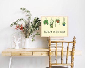 plant digital art, printable wall art, plant lady printable, digital art, instant download art, plants digital art, plants wall decor