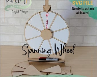 Spinning Wheel for Prizes - Laser Cut Design - Digital File