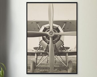 Airplane Propeller Vintage Aviation Photography Premium Matte Paper Wooden Framed Poster Eco Friendly Wall Art Gift for Pilot