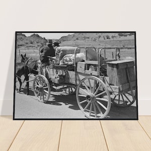 Bettrolle Chuck Wagon American West Vintage Schwarzweiß Foto Premium Matte Papier Black Pine Holzrahmen Poster Wanddekor VERSCHIEDENE GRÖSSEN