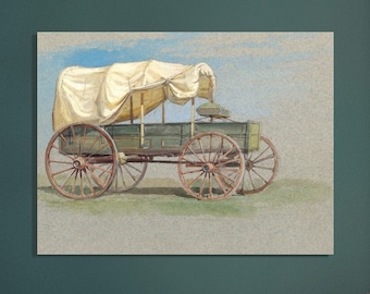 Planwagen Pionier Western Farm American West 19.Jahrhundert Schumann Colman Vintage Kunstdruck Premium Mattes Papier Poster VERSCHIEDENE GRÖßEN