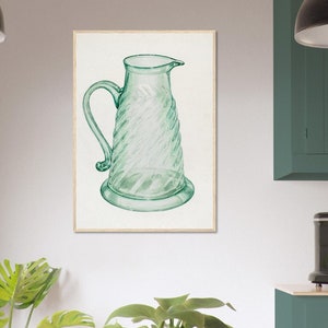 GLAS MOLASSE Krug Vintage Küchenkunst Aquarell Illustration Premium Matt Papier Holzgerahmtes Plakat Umweltfreundliche Wandkunst
