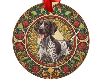 German Shorthair Pointer - Round Acrylic Ornament - Personalized Pet Lover Gift - Holiday Dog - Christmas Decoration - Animal Holiday Decor