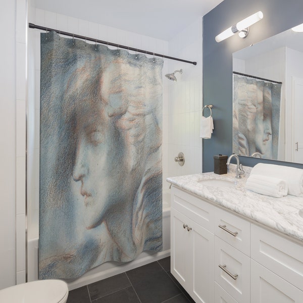 Hypnos Greek God Head Dawn Vintage Art Blue Gray Bathroom Decor 71" x 74" Polyester Shower Curtain Bath Fashion