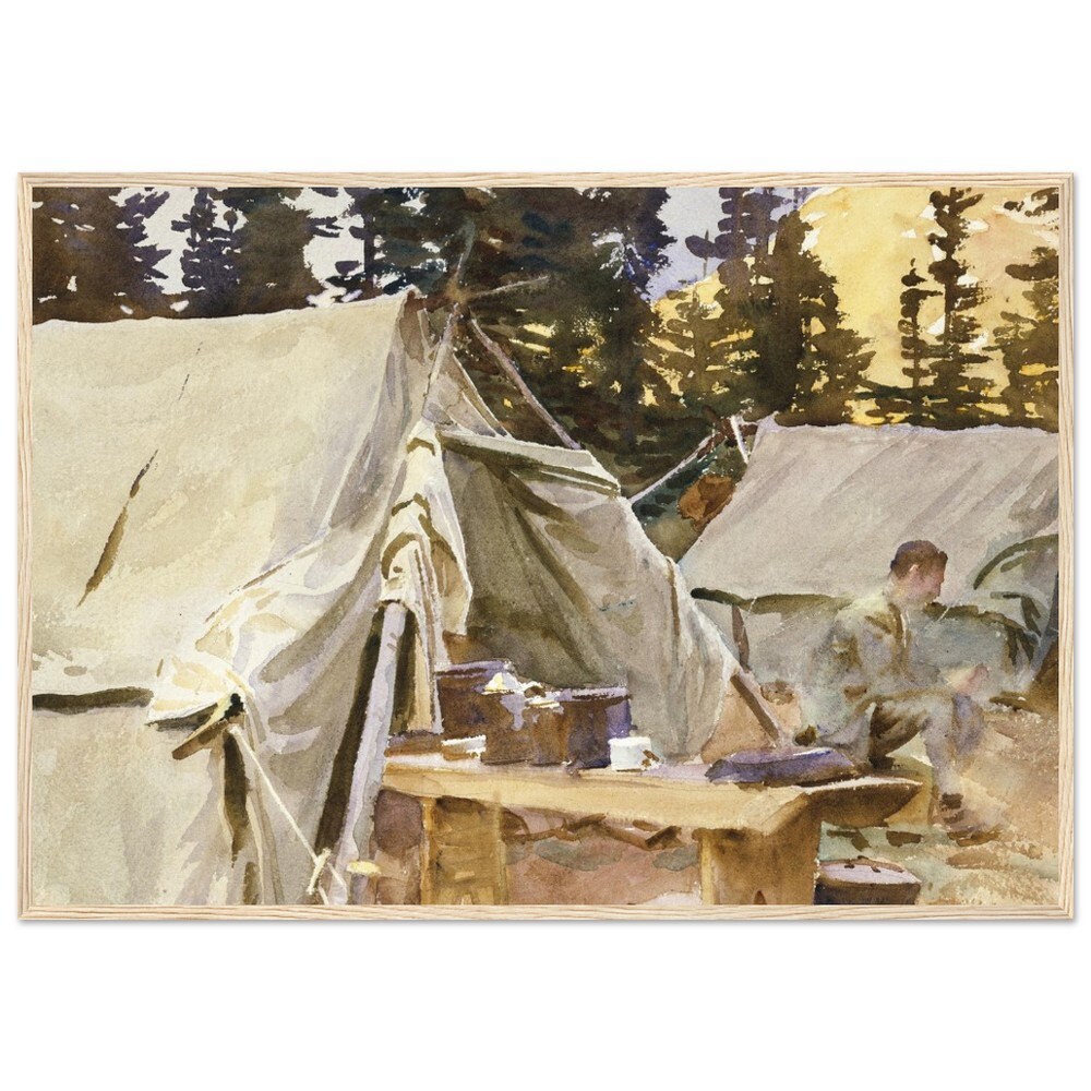 Camp at Lake O'hara Vintage Camping Watercolor Vintage Art Reproduction ...