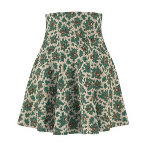 Vintage 19th Century Dutch Floral Textile Pattern Polyester Spandex Women&#39;s Skater Skirt Above Knee Elastic Waist Skirt Fashion