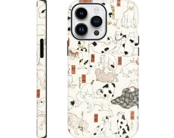 Cats Japanese Vintage Woodblock Art 19th Century Japan Utagawa Kuniyoshi Illustration Apple iPhone 11 13 14 Pro Max Tough case