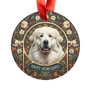 Gran Pirineo - Adorno acrílico redondo - Regalo personalizado para amantes de las mascotas - Perro navideño - Decoración navideña - Decoración navideña con animales