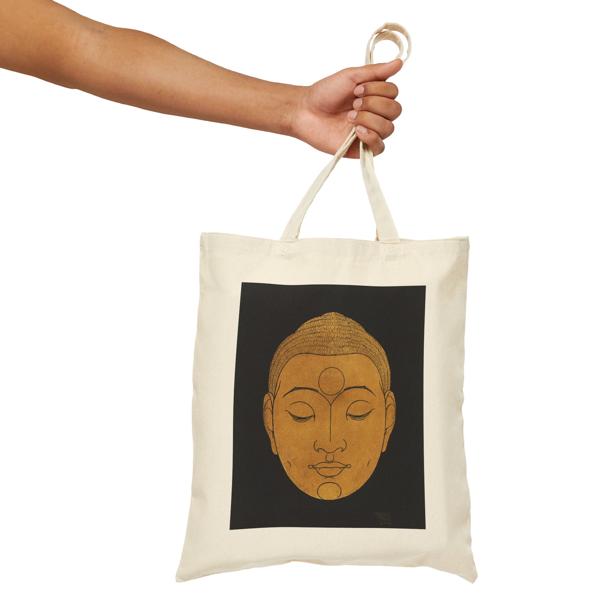 Peaceful Buddha Face Head Buddhism Yoga Meditation Natural Cotton 