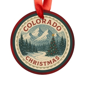 Colorado Christmas Snowy Winter Landscape - Round Acrylic Ornament - Personalized Gift - Vintage Style - Tree Decoration - Holiday Decor