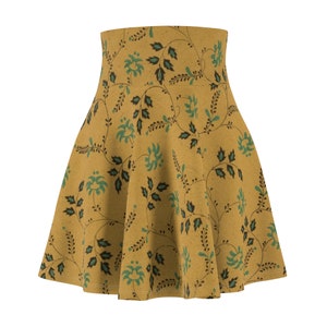 Vintage Flowers 19th Century Dutch Floral Textile Pattern Polyester Spandex Women&#39;s Skater Skirt Above Knee Elastic Waist Skirt Fashion