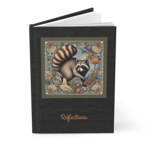 Art Nouveau Raccoon - Personalized Ruled Line Notebook - Journaling Diary - Hardcover Journal - Raccoon Lover Gift - Cottagecore