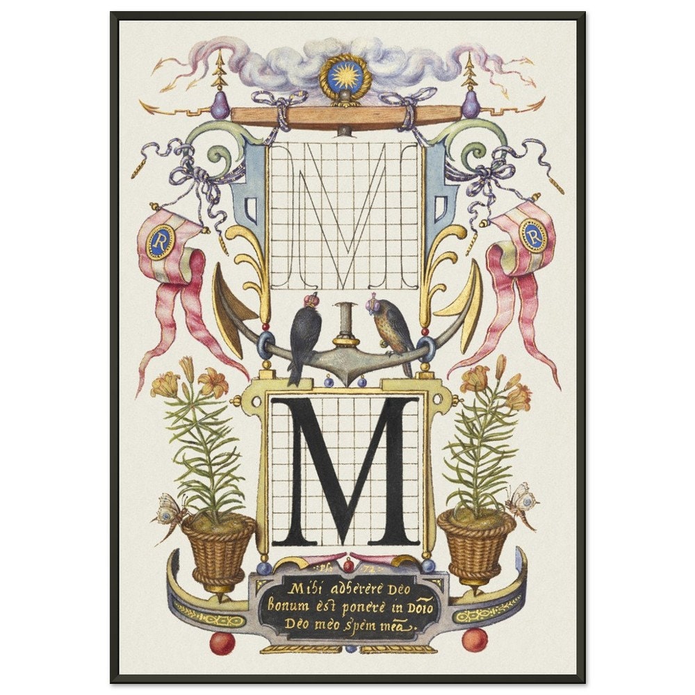 Reproduction Calligraphy Letter M Calligraphy Guide 16th Century Vintage Art Reproduction ...