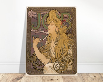 Job Tobacco Woman Alphonse Mucha Vintage Publicidad Art Nouveau Reproducción de impresión Premium Matte Paper Poster VARIOS TAMAÑOS DISPONIBLES