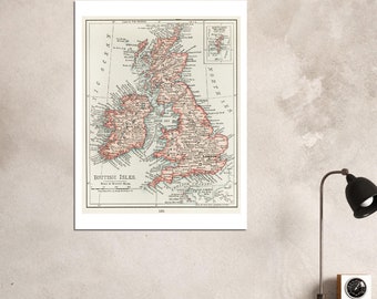1900 年代 ヴィンテージ イギリス諸島地図 アートプリント