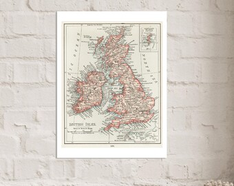 1900 年代 ヴィンテージ イギリス諸島地図 アートプリント