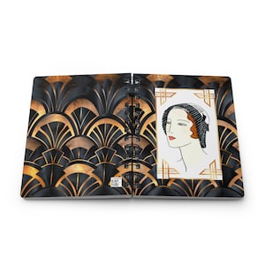 Elegant Vintage Spiral Bound Journal - Art Deco Flapper Woman Notebook - Diary Gift for Her