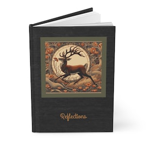 Art Nouveau Buck Deer - Personalized Ruled Line Notebook - Journaling Diary - Hardcover Journal - Deer Lover Gift - Cottagecore Vibes
