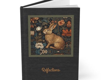 Art Nouveau Rabbit - Personalized Ruled Line Notebook - Journaling Diary - Hardcover Journal - Rabbit Lovers Gift - Cottagecore Bunny