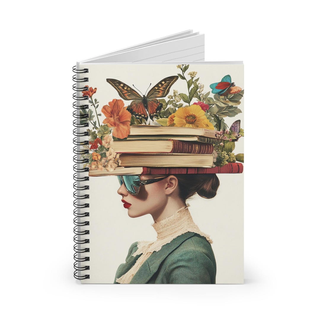 Bookish Girl - Artistic Spiral Ruled Line Notebook - Book Lover Gift ...