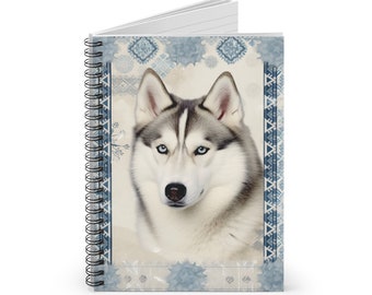 SIBERIAN HUSKY Dog Breed Vintage Style 6" x 8" Spiral Notebook 118 Ruled Line Pages Dream Journal Pet Diary Dog Lover Gift
