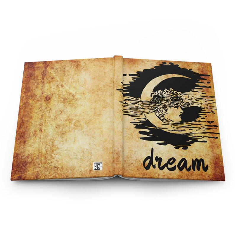 Matte Cover Journal Woman Moon Black Line Drawn Vintage Art Hardcover Journal Matte Covers ...