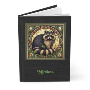 Art Nouveau Raccoon - Personalized Ruled Line Notebook - Journaling Diary - Hardcover Journal - Raccoon Lover Gift - Cottagecore