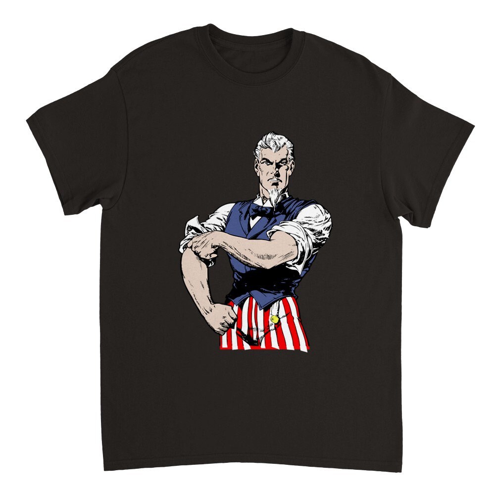 Buff Uncle Sam Rolling up Sleeves Vintage American Patriotic Art