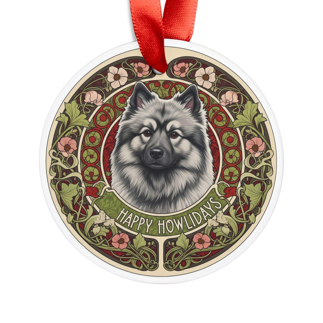 Caroline's Treasures Ornamento Natale In Ceramica Keeshond: Decorazione Bianca Con Fiocchi Di Neve Rossi Per Regalo Personalizzato - 2