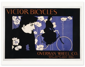Victor Bicycles Overman Wheel Company Vintage Bike Advertising William Henry Bradley Art Museum-Quality Matte Paper Poster VARIOUS SIZES