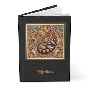 Art Nouveau Raccoon - Personalized Ruled Line Notebook - Journaling Diary - Hardcover Journal - Raccoon Lover Gift - Cottagecore